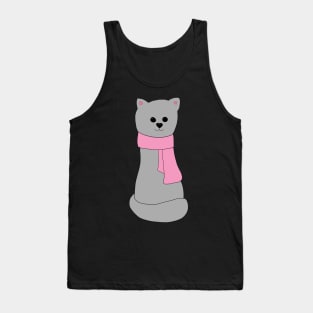 Cat in Pink Scarf Tank Top